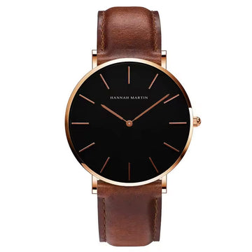 Rose Gold Leather Unisex Wrist watch