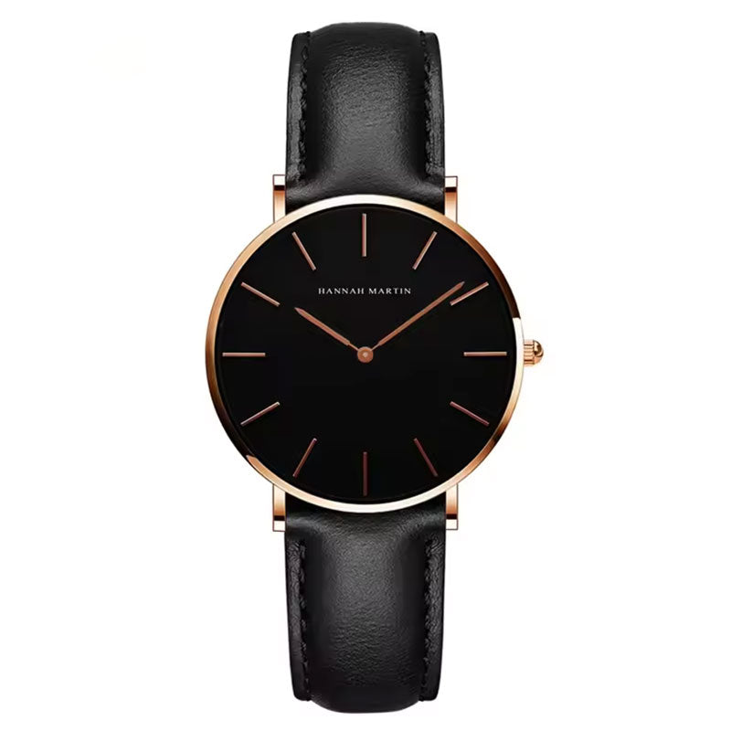 Rose Gold Leather Unisex Wrist watch